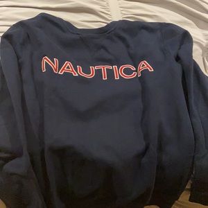 blue and red interior Nautical crew neck sweater size medium